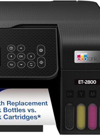 Epson EcoTank ET-2800 Wireless Color All-in-One Cartridge-Free Ink Supertank Printer with Scan and Copy for Home Use, Black