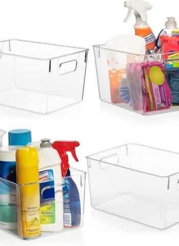 ClearSpace Clear Plastic Storage Bins – Pantry Organizers & Storage Containers, Cabinet Organizer - Home Organization Must Haves for Kitchen, Laundry Room, Office, Closet, Garage & Freezer