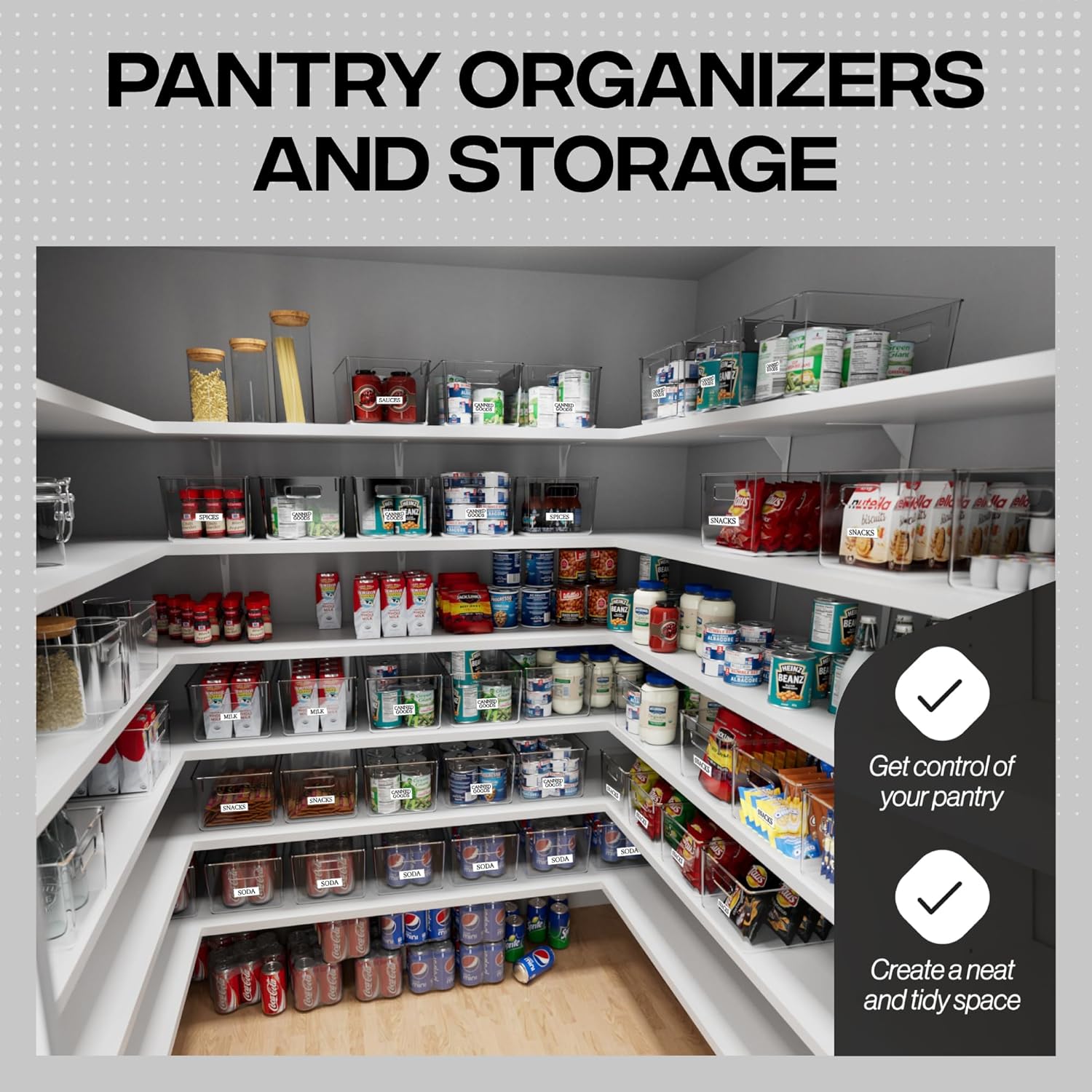 ClearSpace Clear Plastic Storage Bins – Pantry Organizers & Storage Containers, Cabinet Organizer - Home Organization Must Haves for Kitchen, Laundry Room, Office, Closet, Garage & Freezer - Image 2