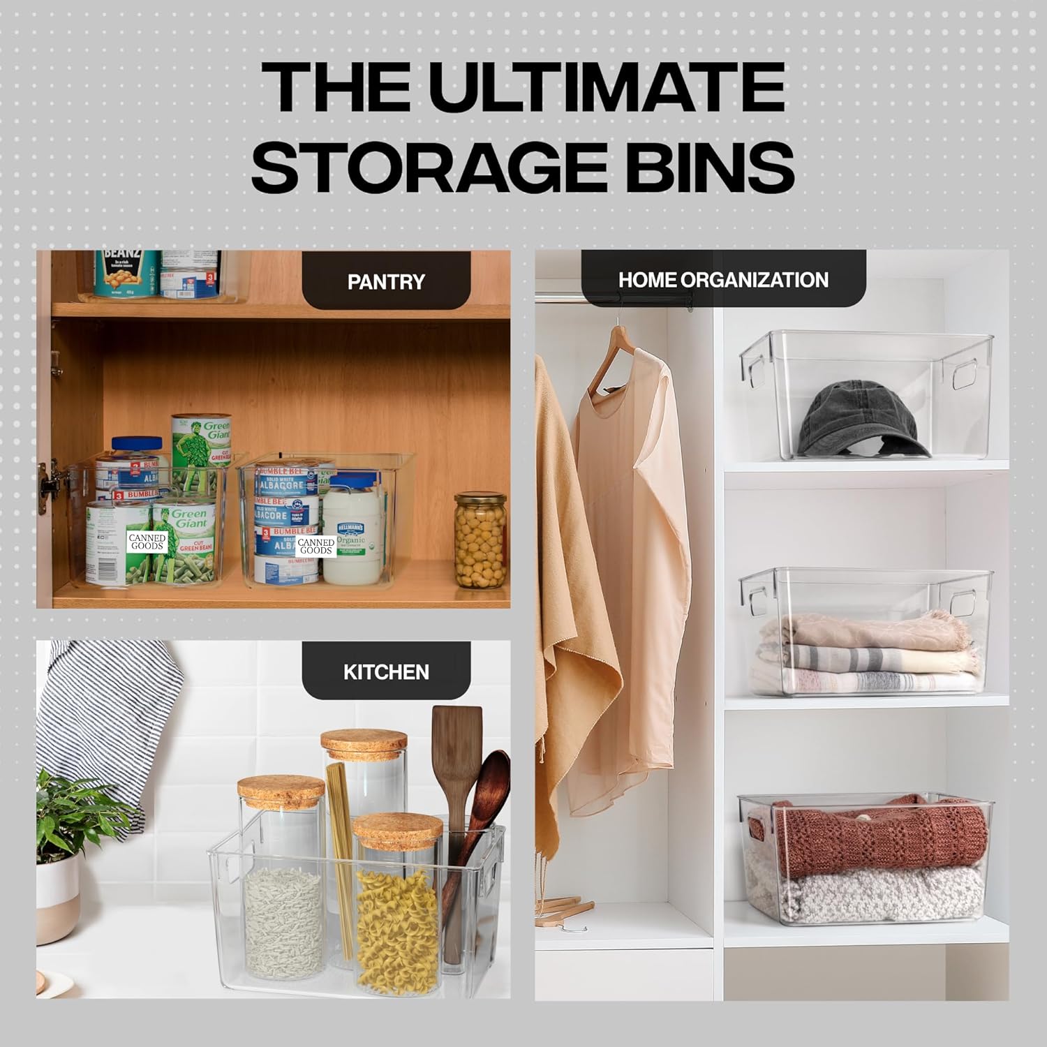 ClearSpace Clear Plastic Storage Bins – Pantry Organizers & Storage Containers, Cabinet Organizer - Home Organization Must Haves for Kitchen, Laundry Room, Office, Closet, Garage & Freezer - Image 3