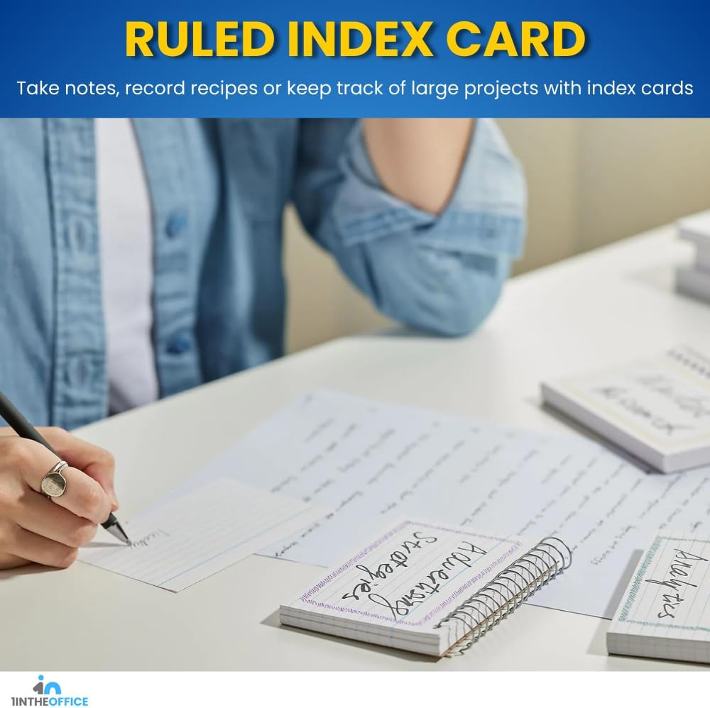 1InTheOffice Spiral Bound Index Cards 4x6 Ruled, White, 50 Cards/Pack, 3 Packs - Image 6
